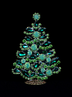 Radiant crystal Christmas tree with green rhinestones