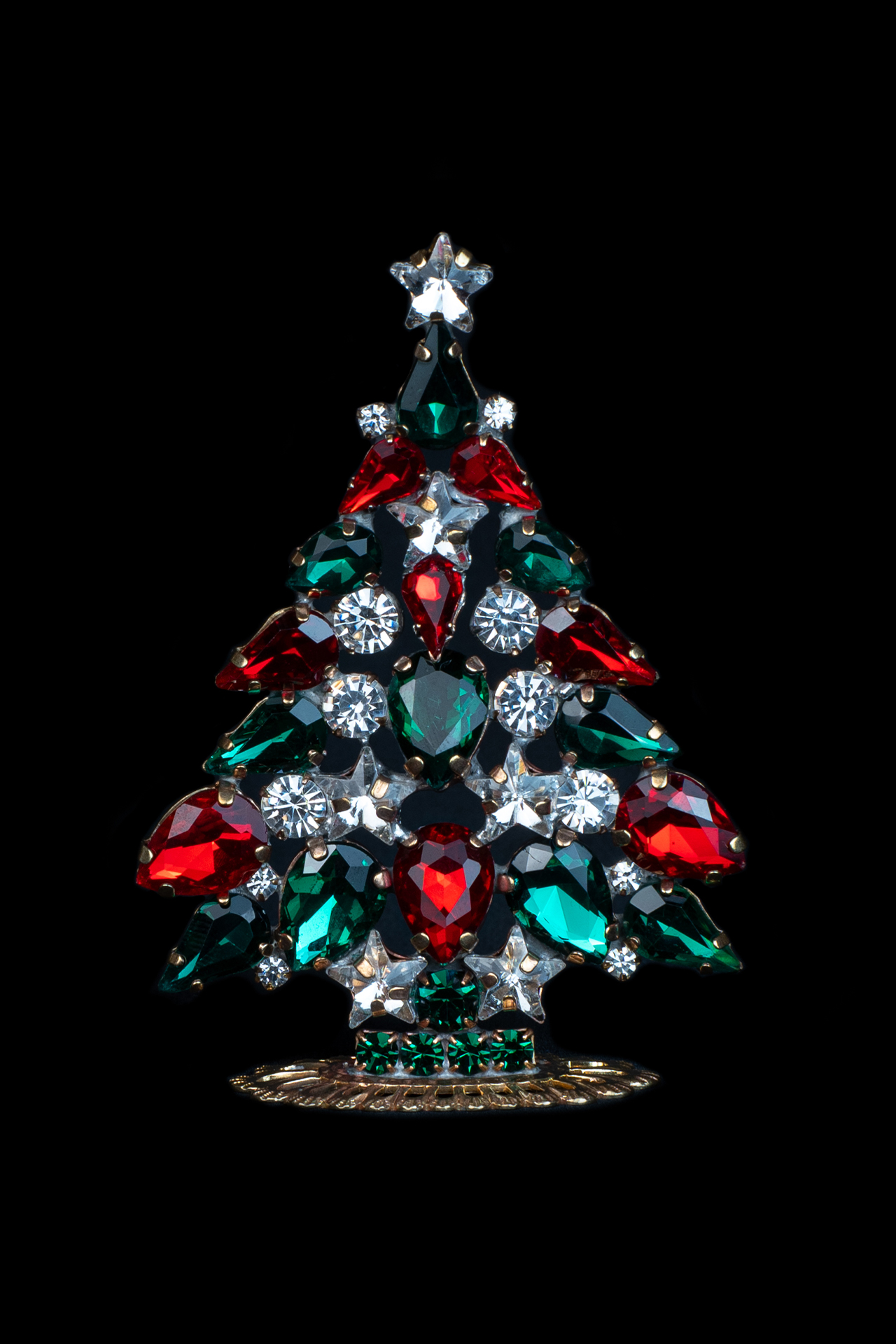 Magic crystal Christmas tree made of festive colores rhinestones