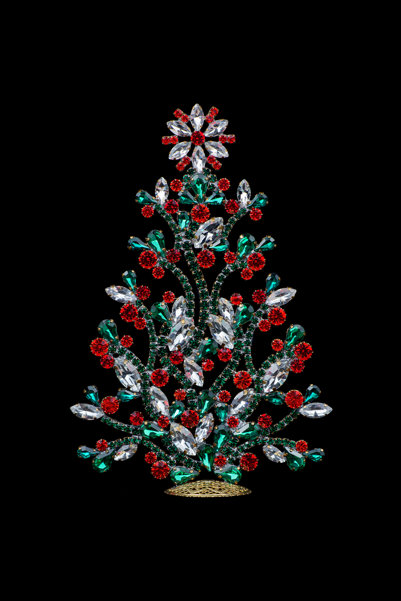 Multicolored festive crystal Christmas tree decoration