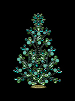 Green crystal Christmas tree with elegant sparkling stones