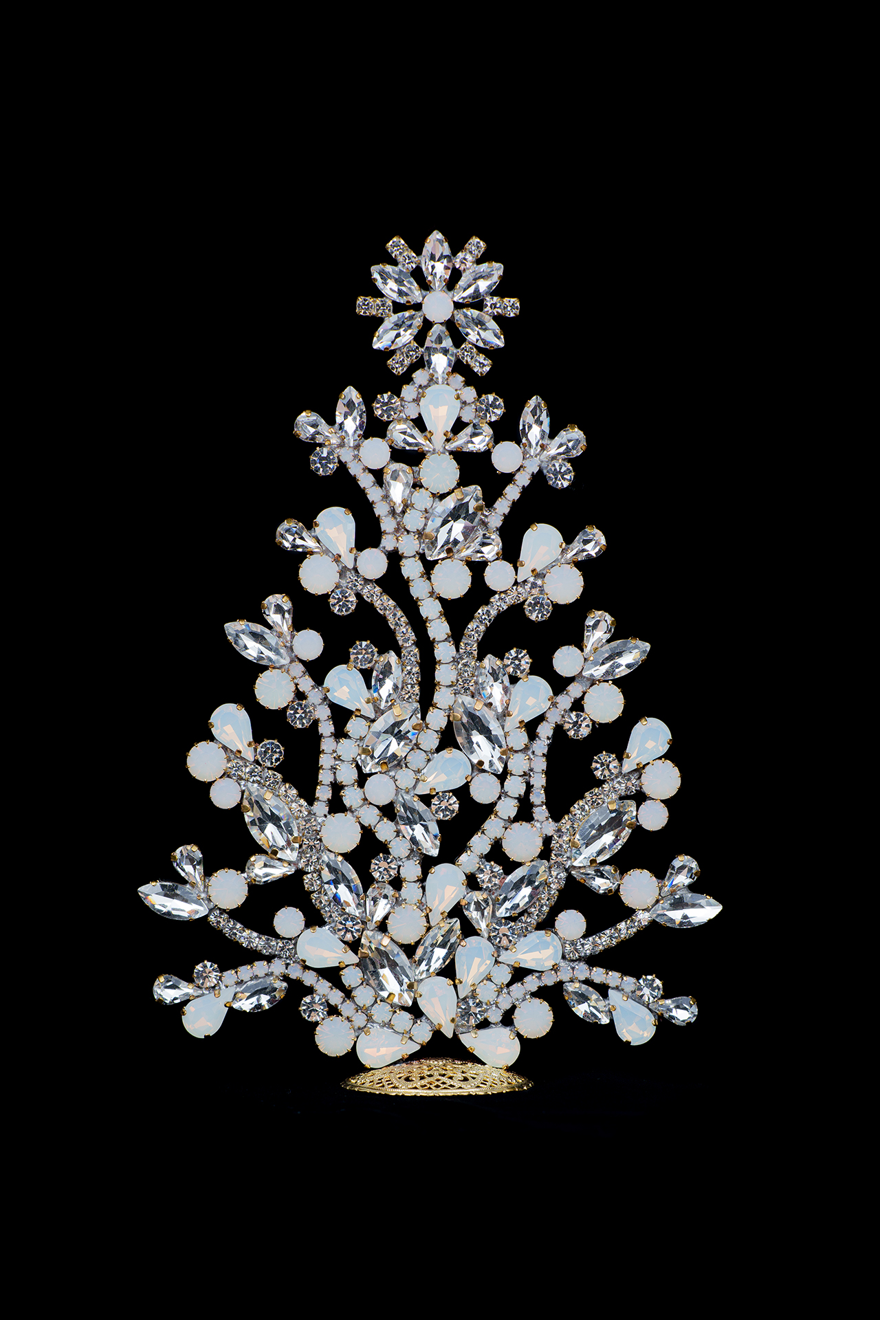 Crystal opal Christmas tree with soft shimmering hues