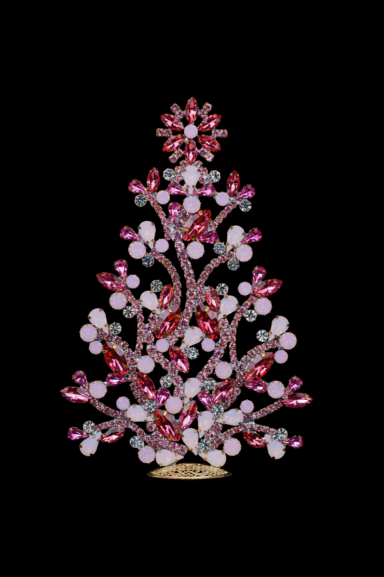 Opal rose crystal Christmas tree with soft pink shimmer
