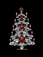 Sparkling rhinestones Christmas tree with clear and red rhinestones