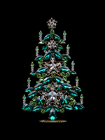 Sparkling rhinestones Christmas tree with clear and green rhinestones