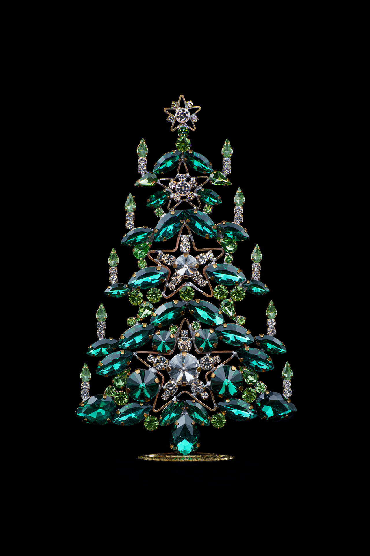 Sparkling rhinestones Christmas tree with clear and green rhinestones