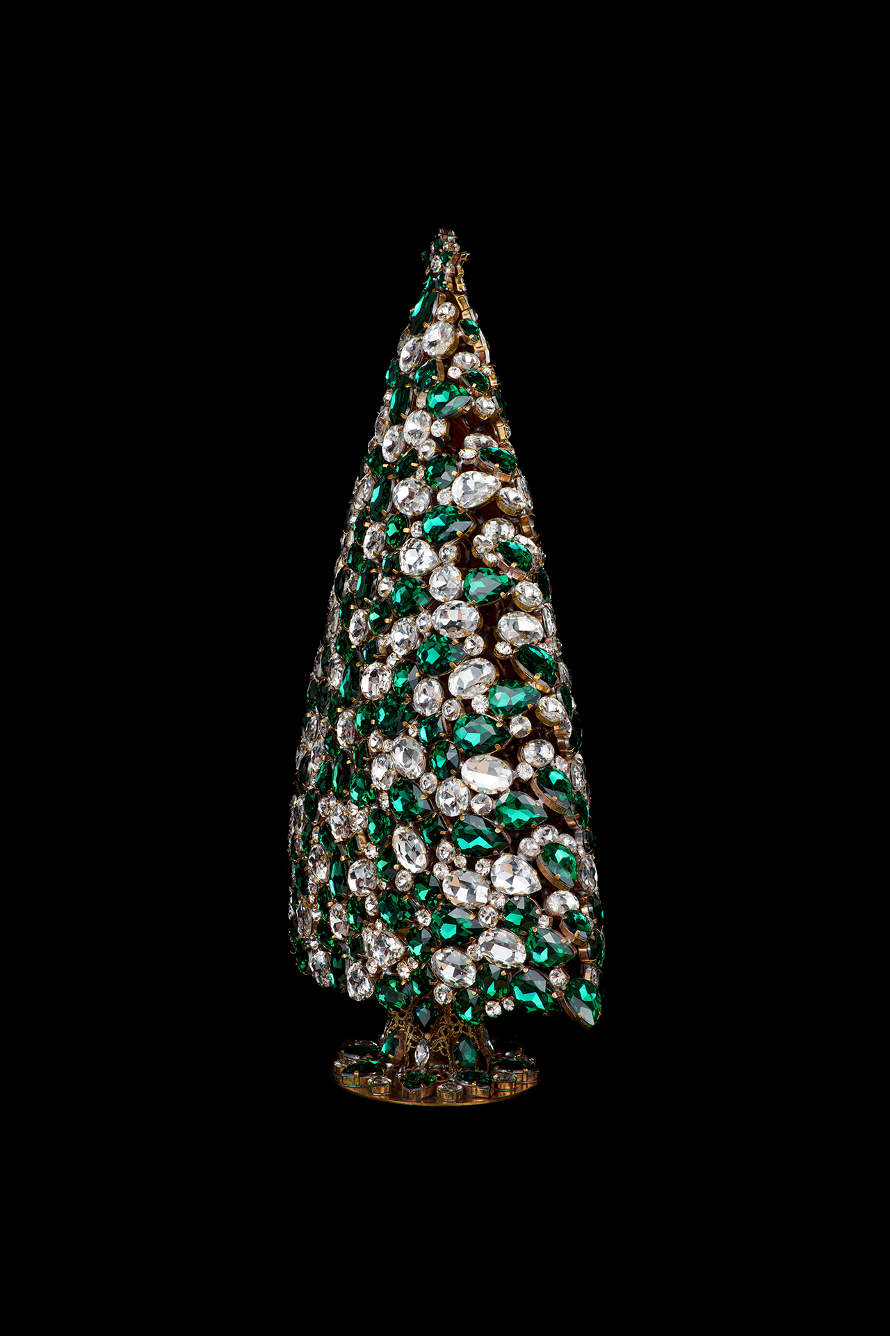 Green and clear 3D rhinestones Christmas tree