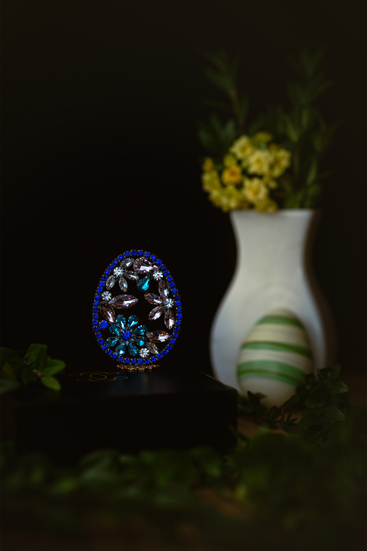 Vintage Easter Egg from Blue coloured rhinestone crystal