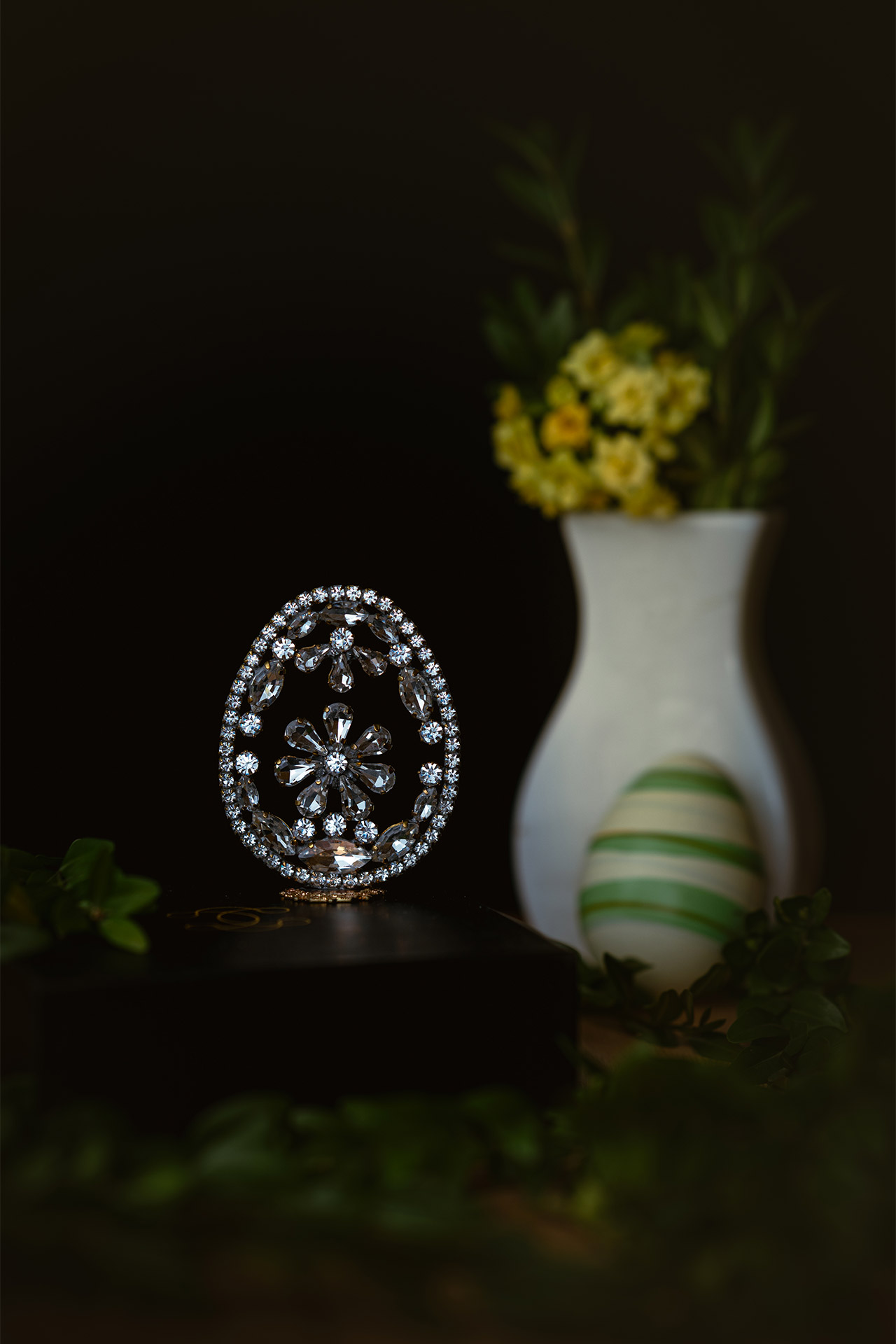 Luxurious Rhinestone Easter Egg with clear crystals