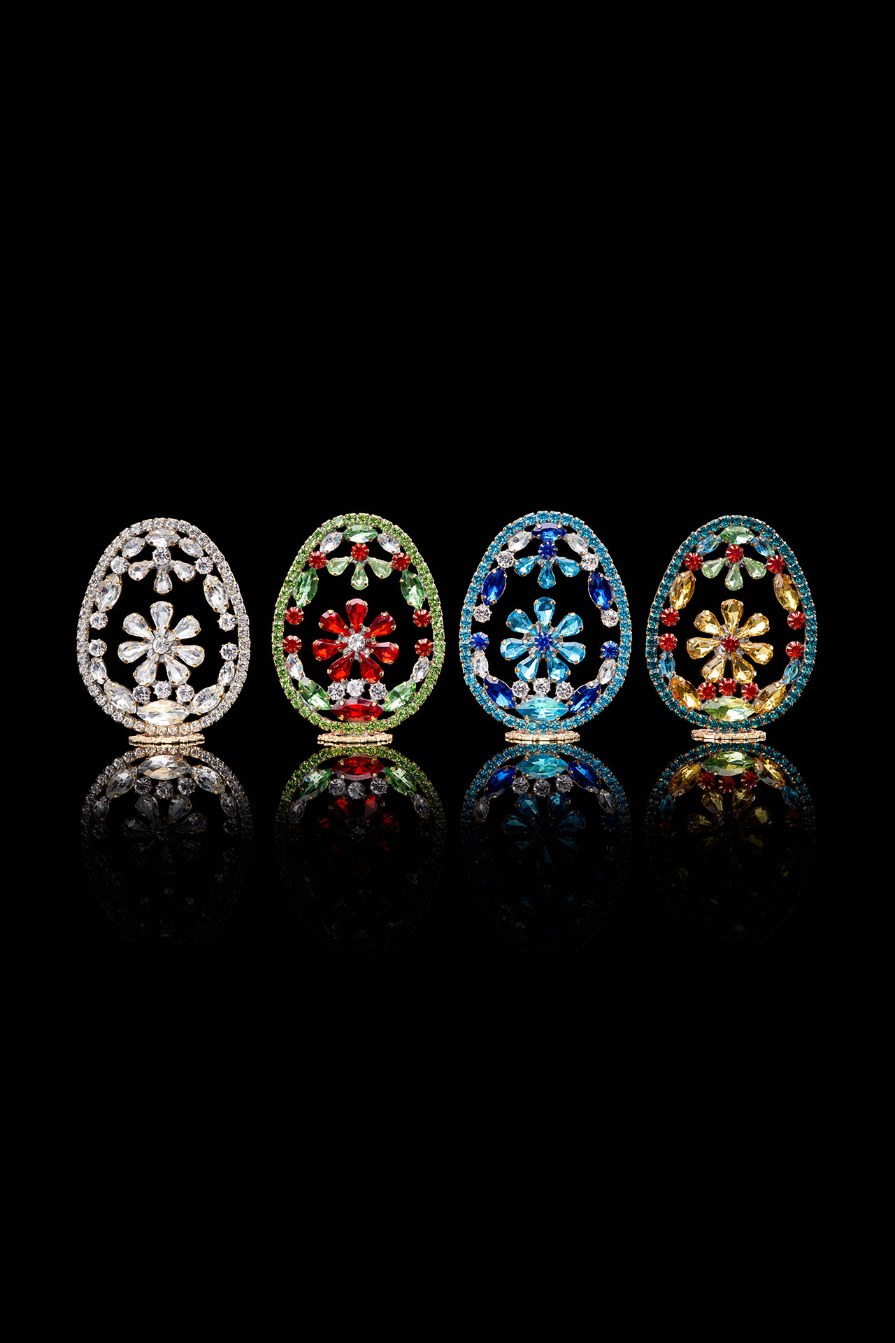 Luxurious Rhinestone Easter Egg with clear crystals