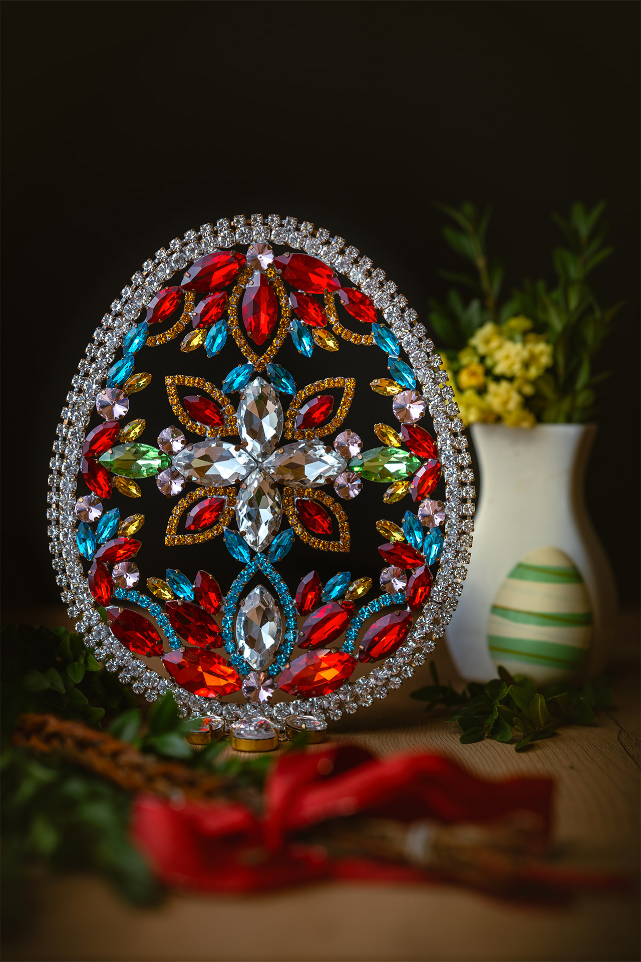 Czech Rhinestone Easter Egg in Festive coloured Crystal