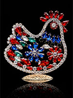 floral easter hen blue and red