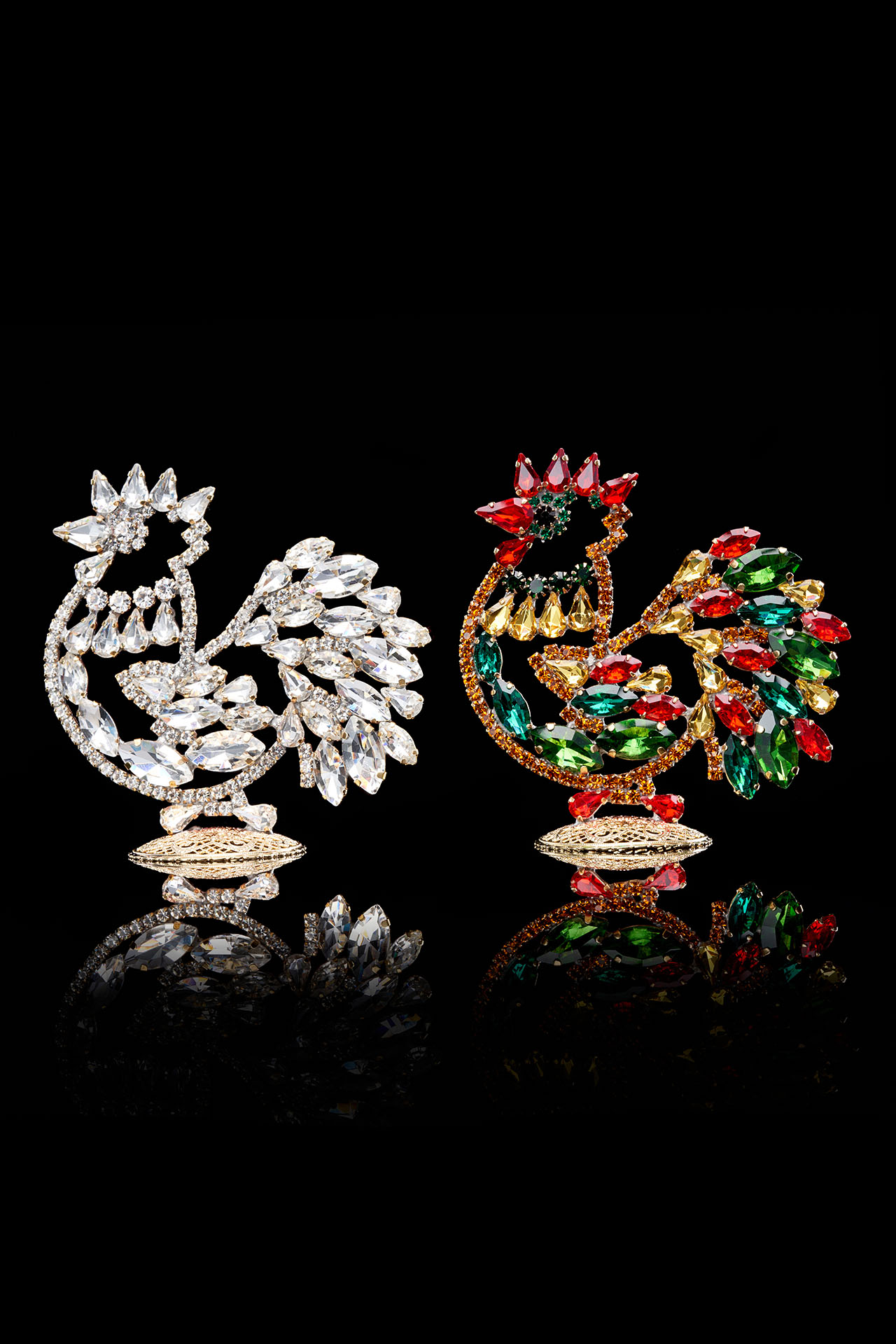 Luxurious Easter decoration, Easter Rooster in Czech Crystal