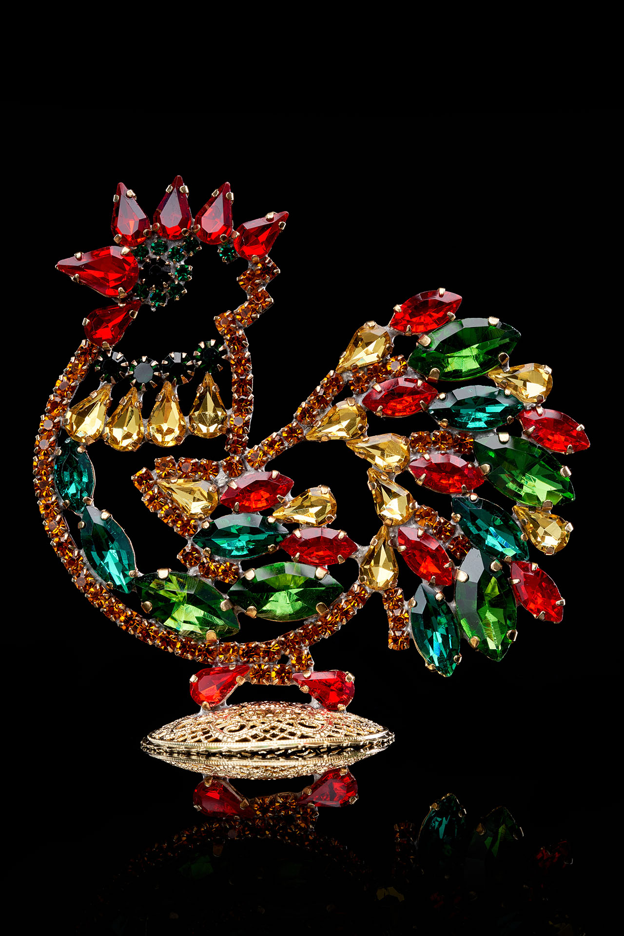 Multi-coloured rhinestone Easter Rooster, Easter decoration