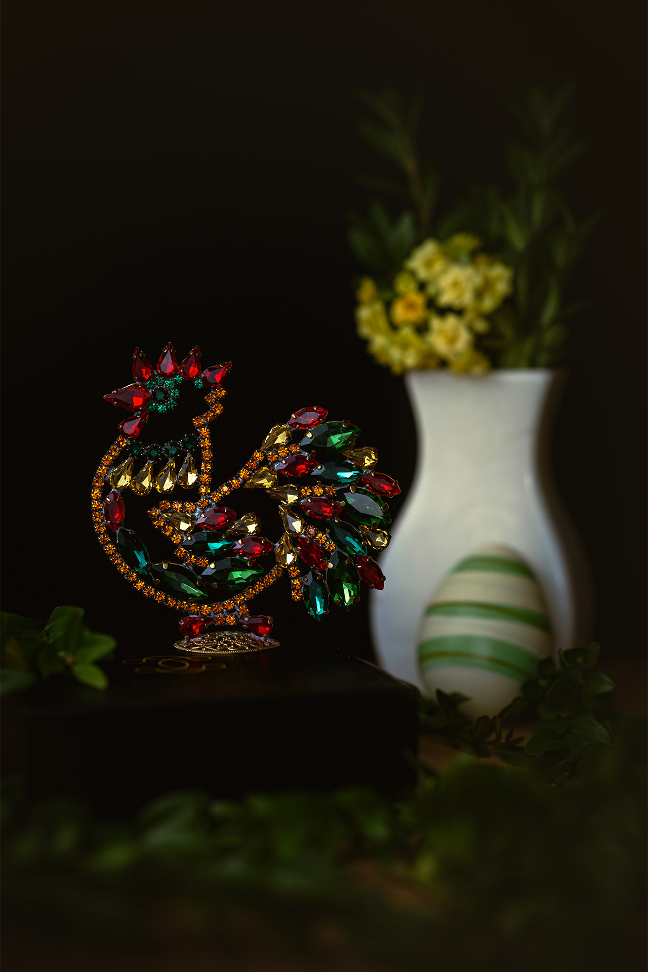 Multi-coloured rhinestone Easter Rooster, Easter decoration