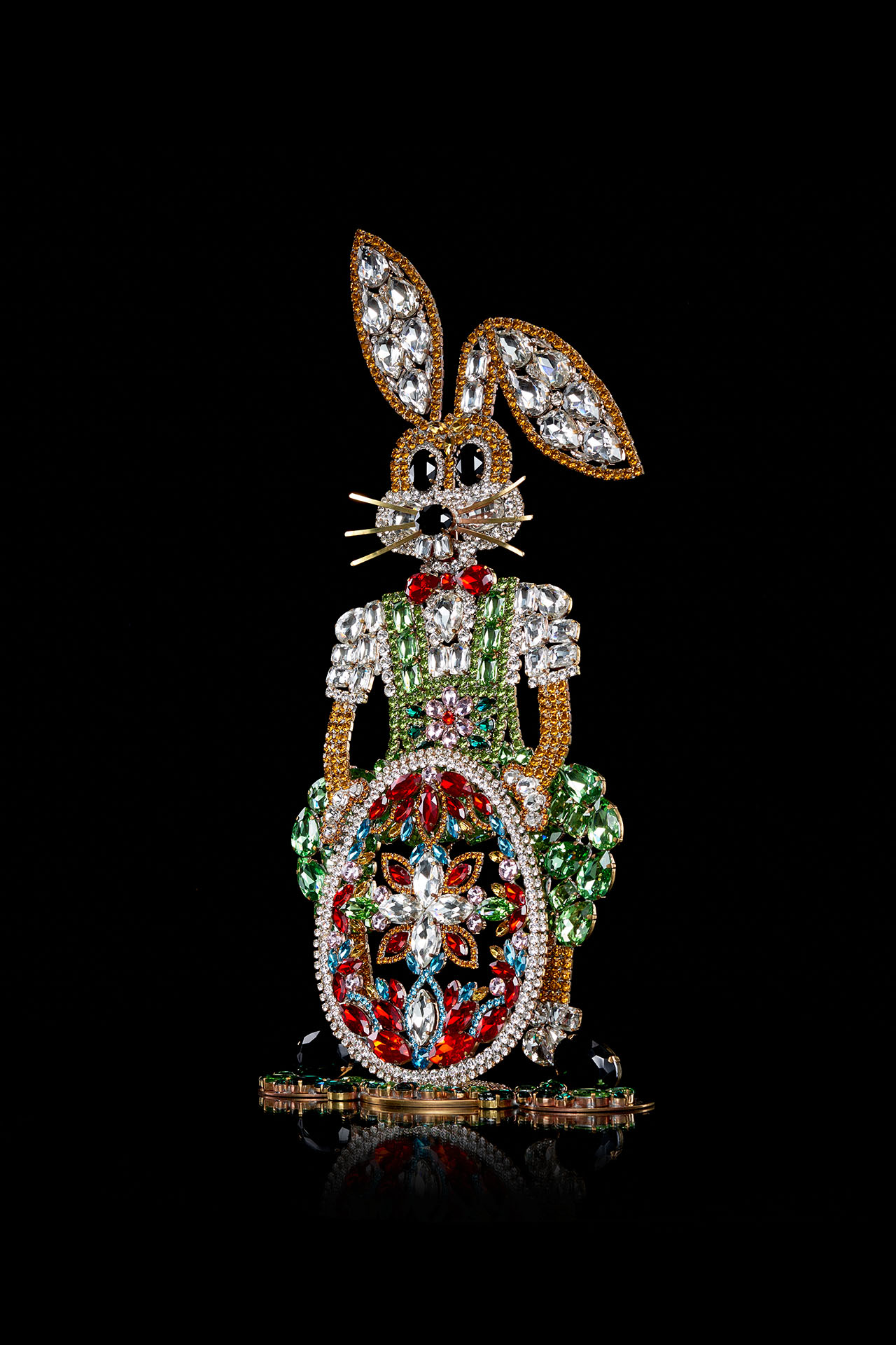 Rhinestone Easter Rabbit with Multi-coloured Easter Egg