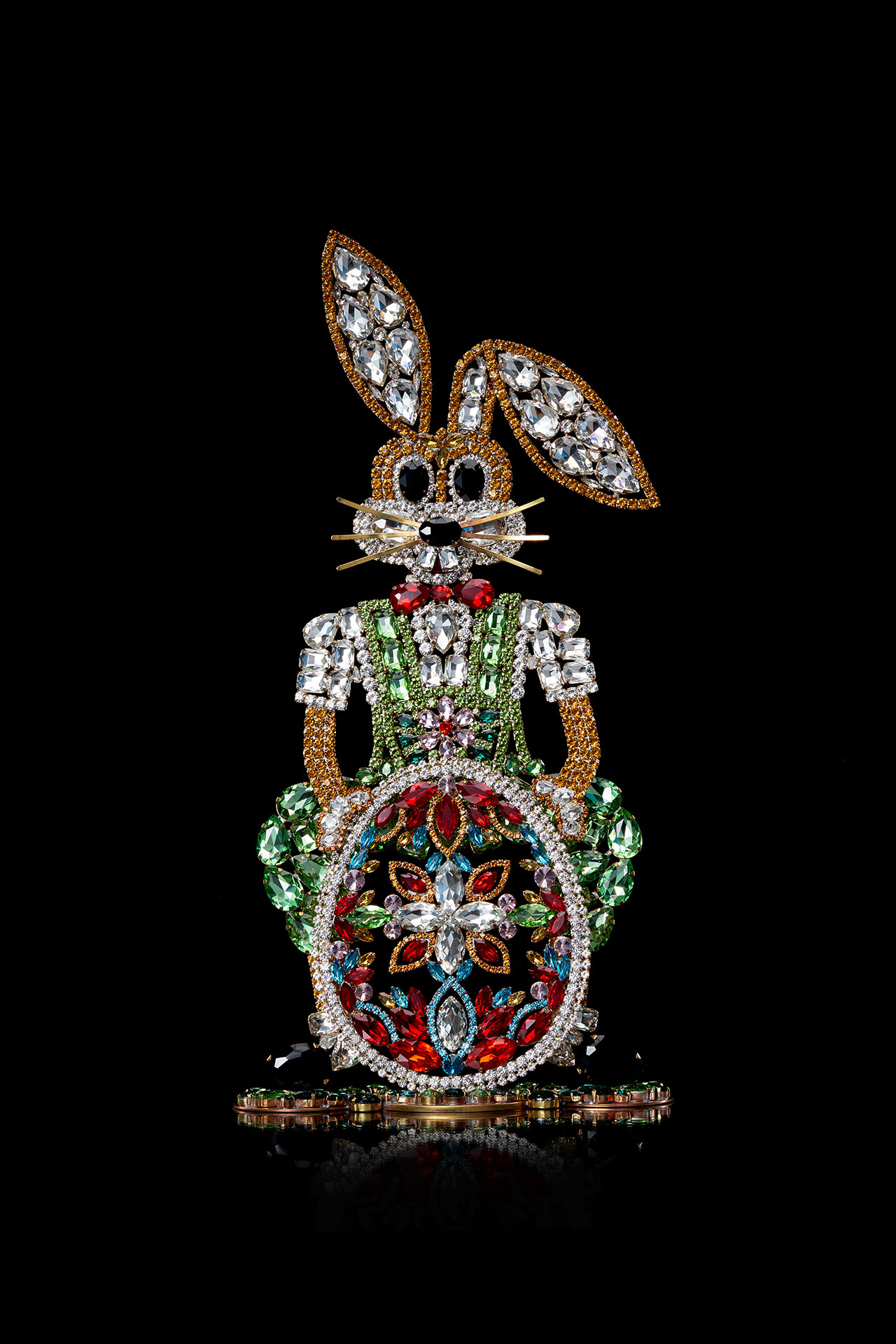 Rhinestone Easter Rabbit with Multi-coloured Easter Egg