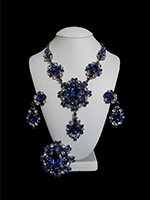 Blue Sapphire earrings, brooch & necklace set Atec Sun