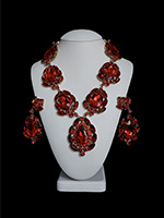 Red necklace and earrings jewelry set Sonatine