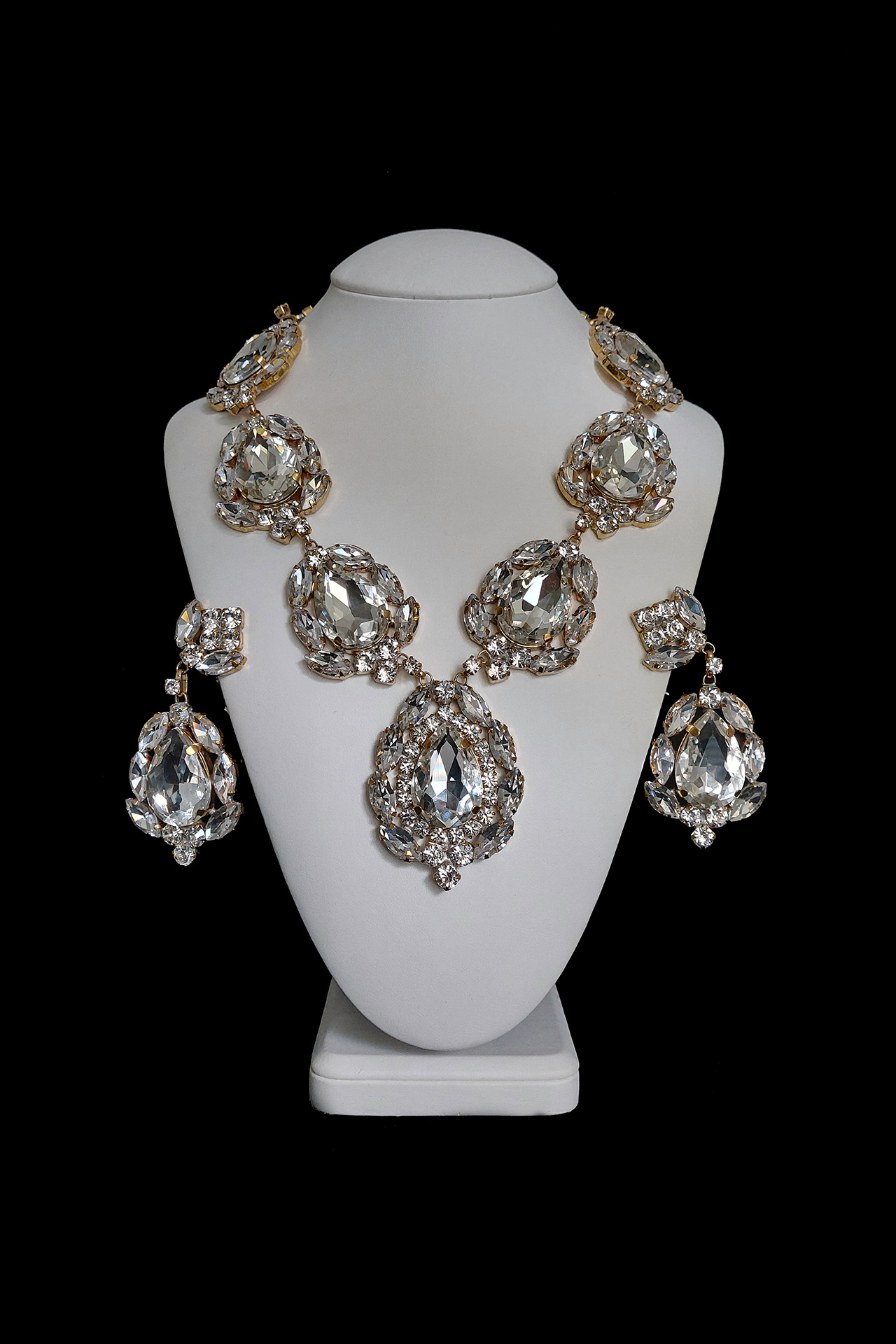 Handmade crystal clear necklace and earrings set Sonatine