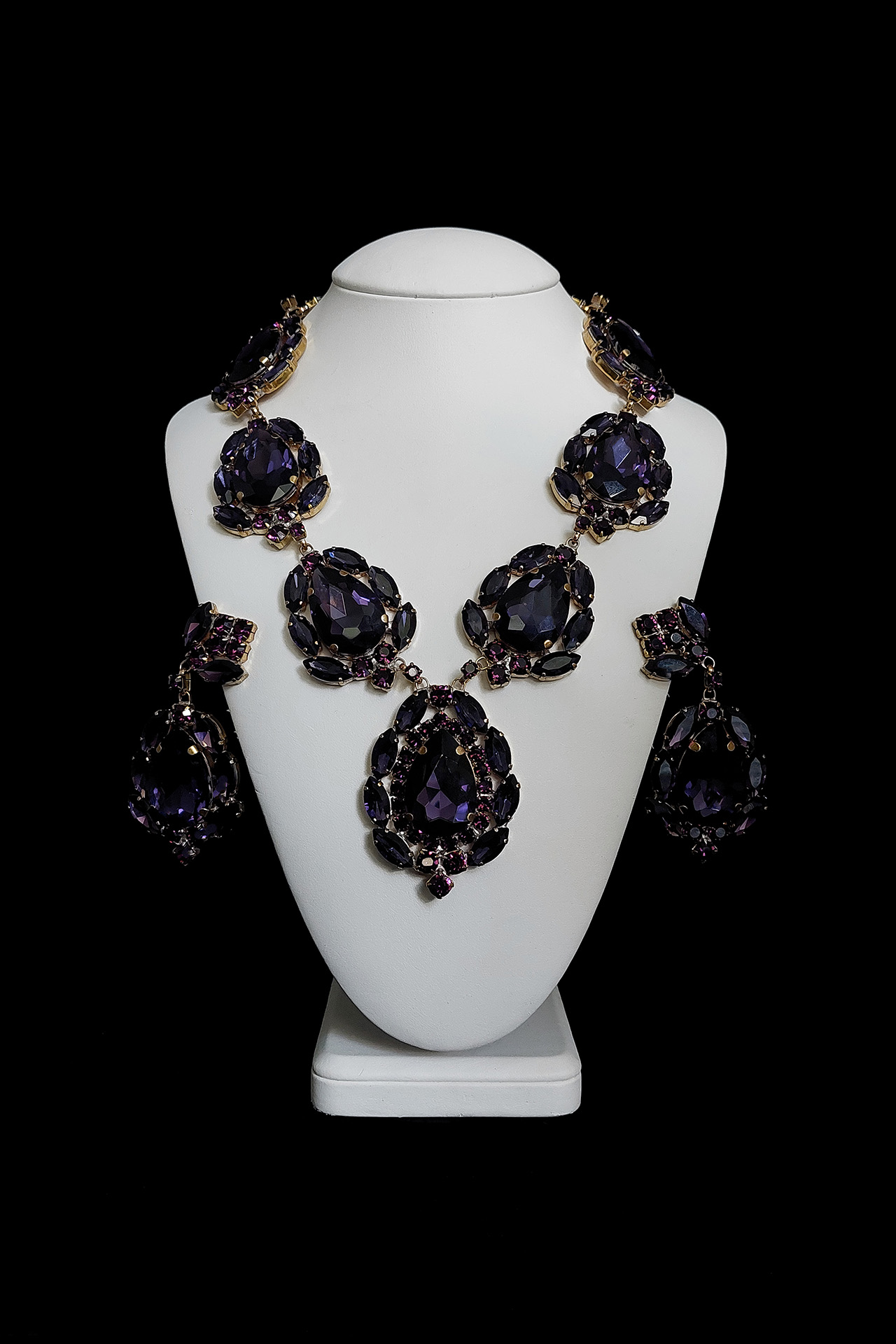 Handmade purple necklace and earrings set Sonatine