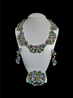 Pink multicolor earring and necklace set fantaisie