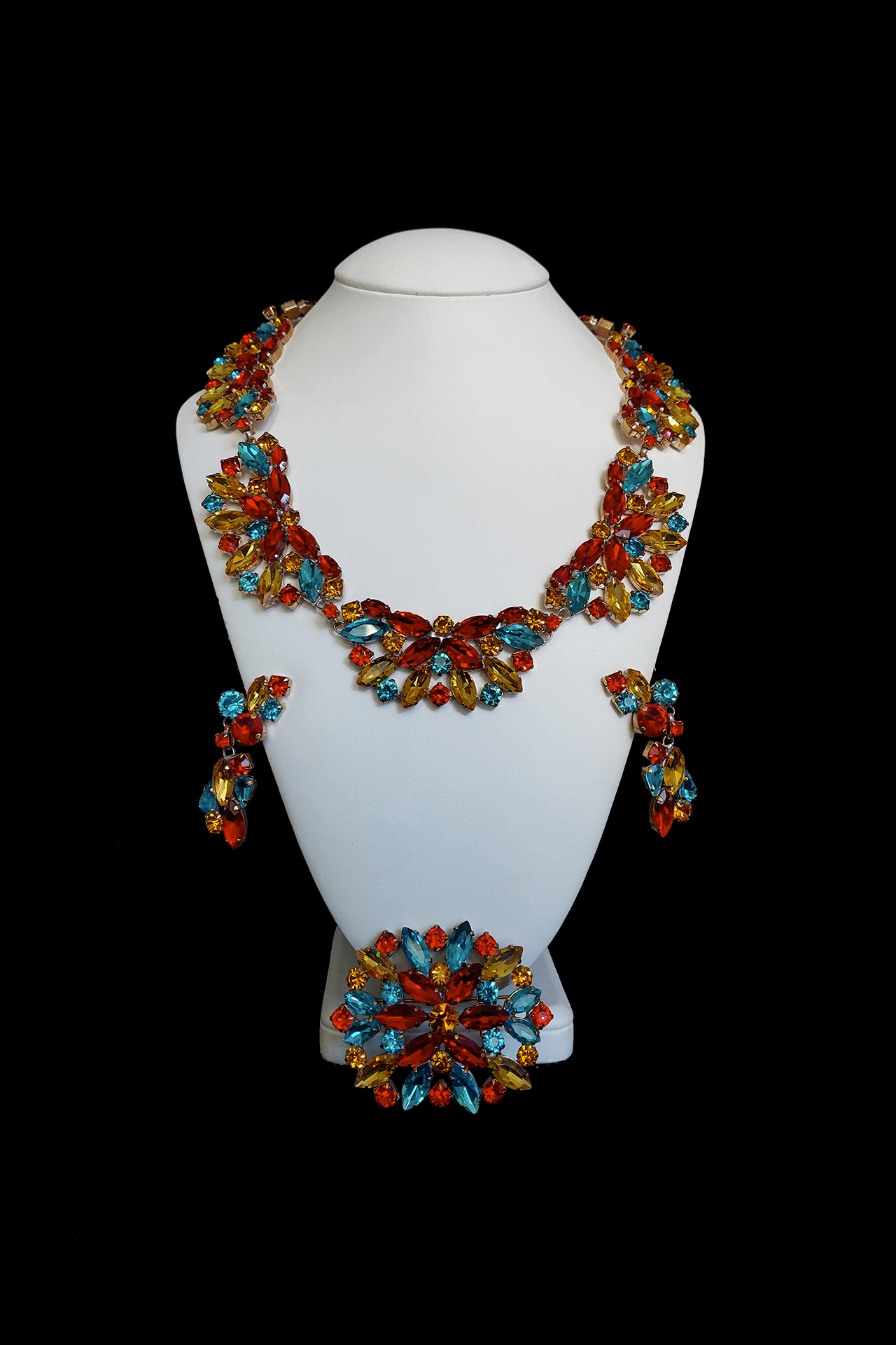 Handcrafted earrings and necklace set Fantaisie - multicolor