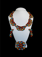 Multicolor earrings and necklace set fantaisie