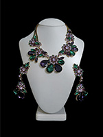 purple flower parisienne necklace and earring jewelry sets