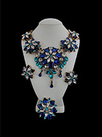 blue flower blossom jewelry set for women