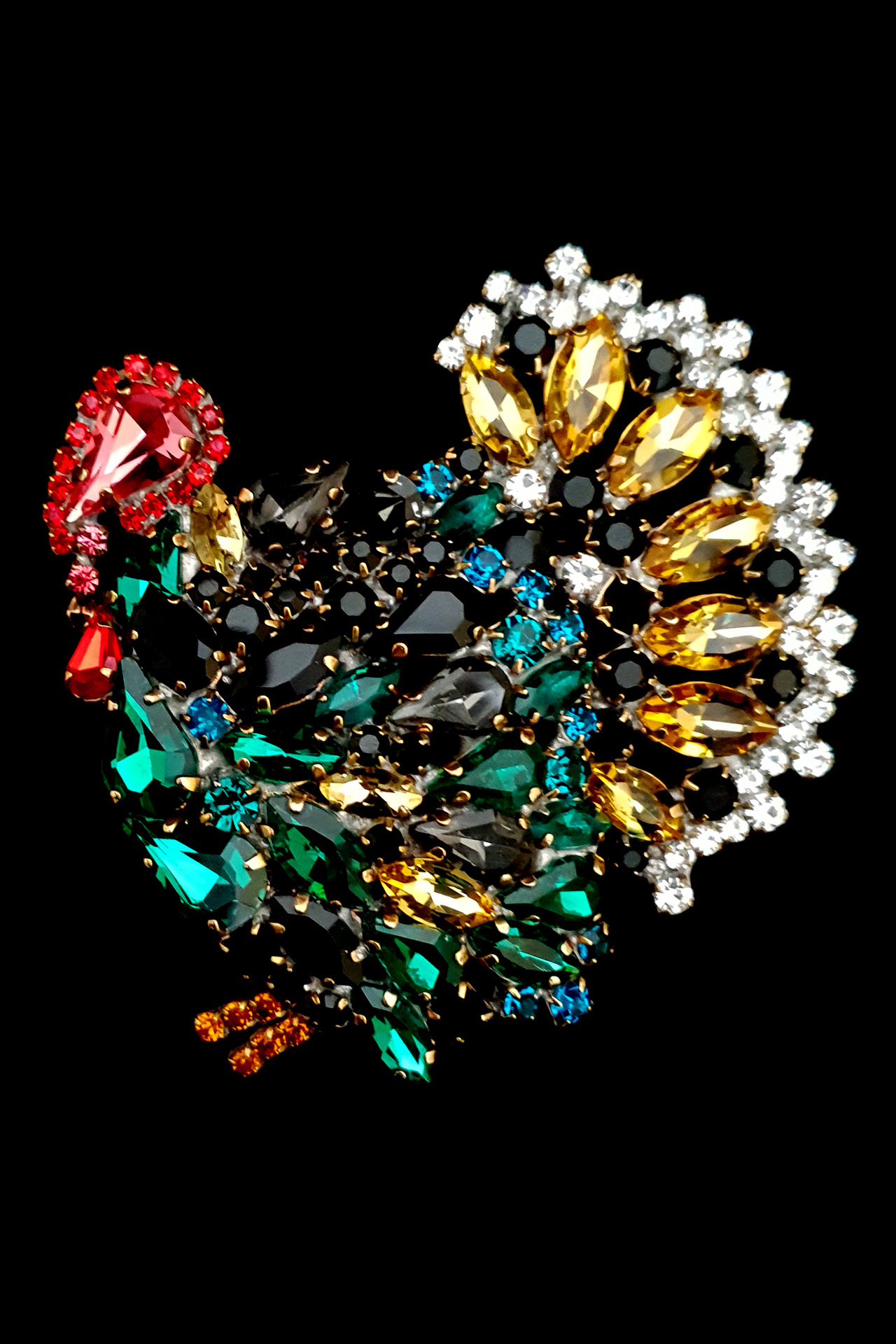 Handmade Christmas turkey brooch in vibrant colours