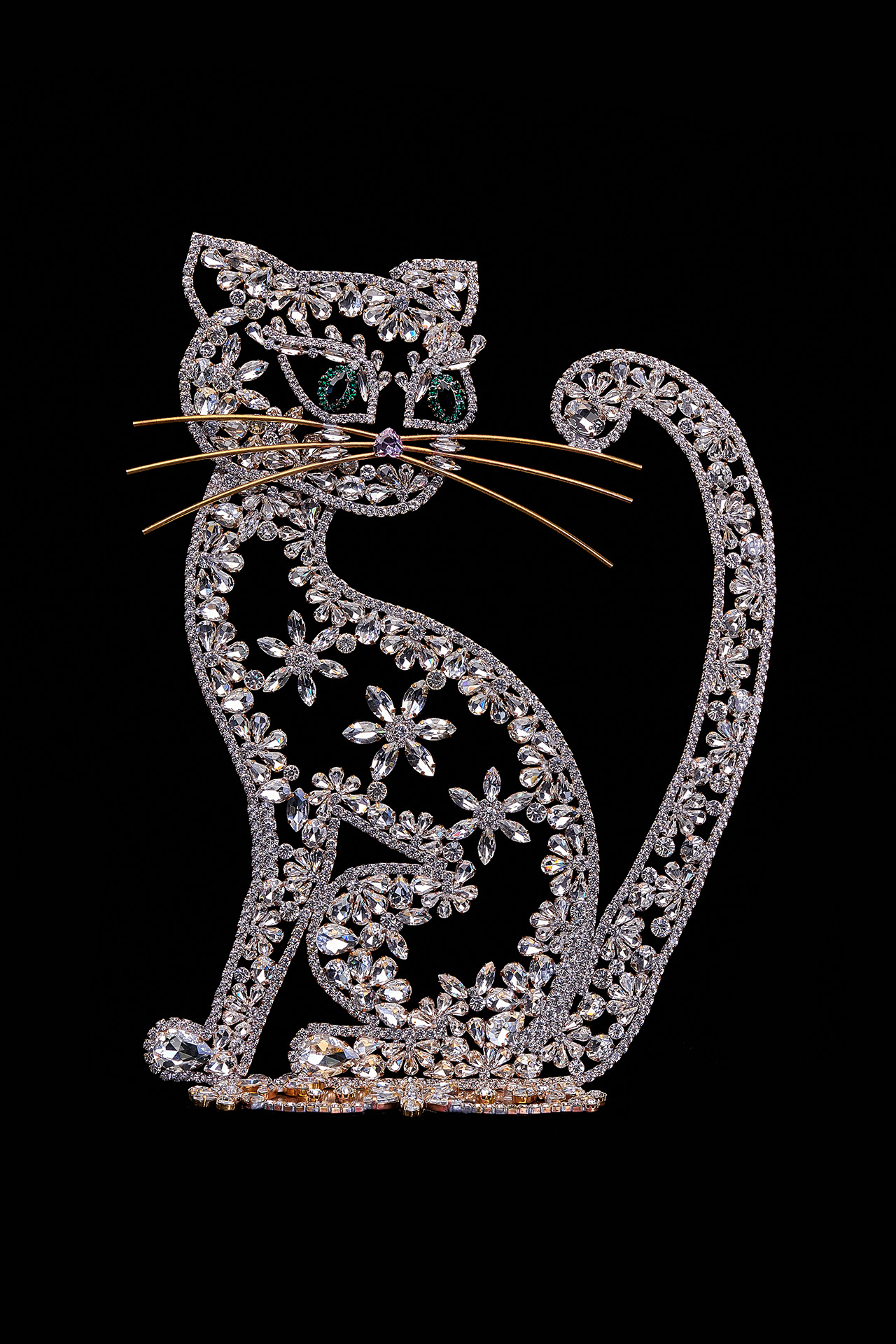 Handcrafted cat decoration Angela's golden whisker