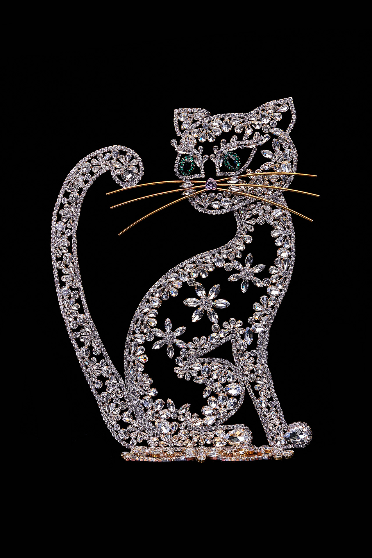 Handcrafted cat decoration Angela's golden whisker