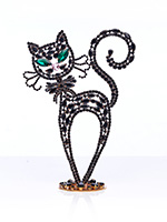 tricky cat decoration black facing left