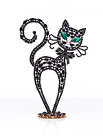 tricky cat decoration black facing right