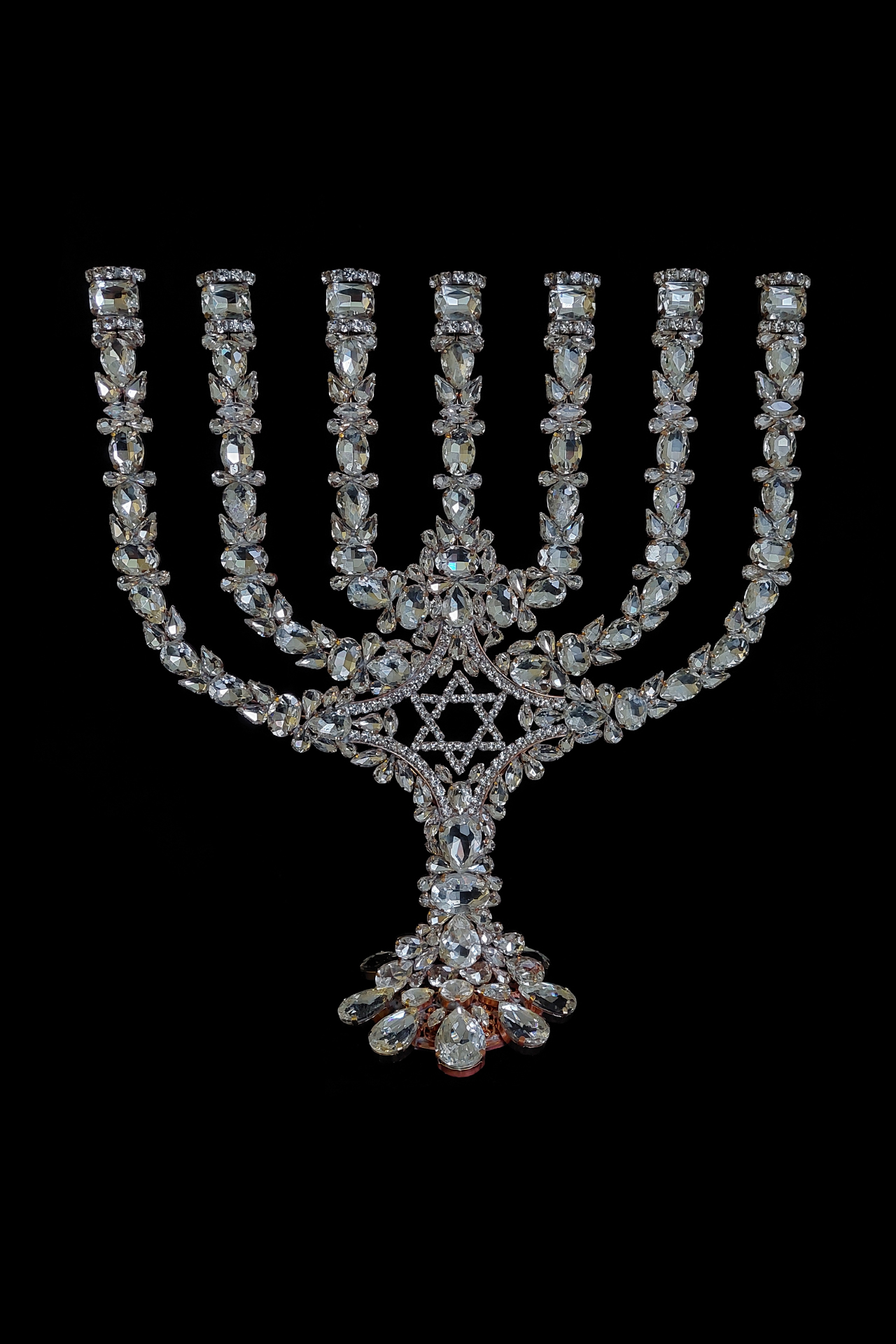 Double-sided menorah from crystal  rhinestones