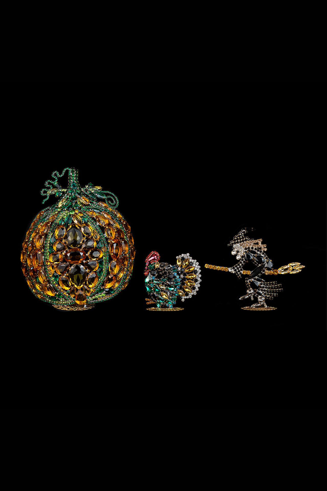 Bedazzled pumpkin decoration adorned with shimmering rhinestones