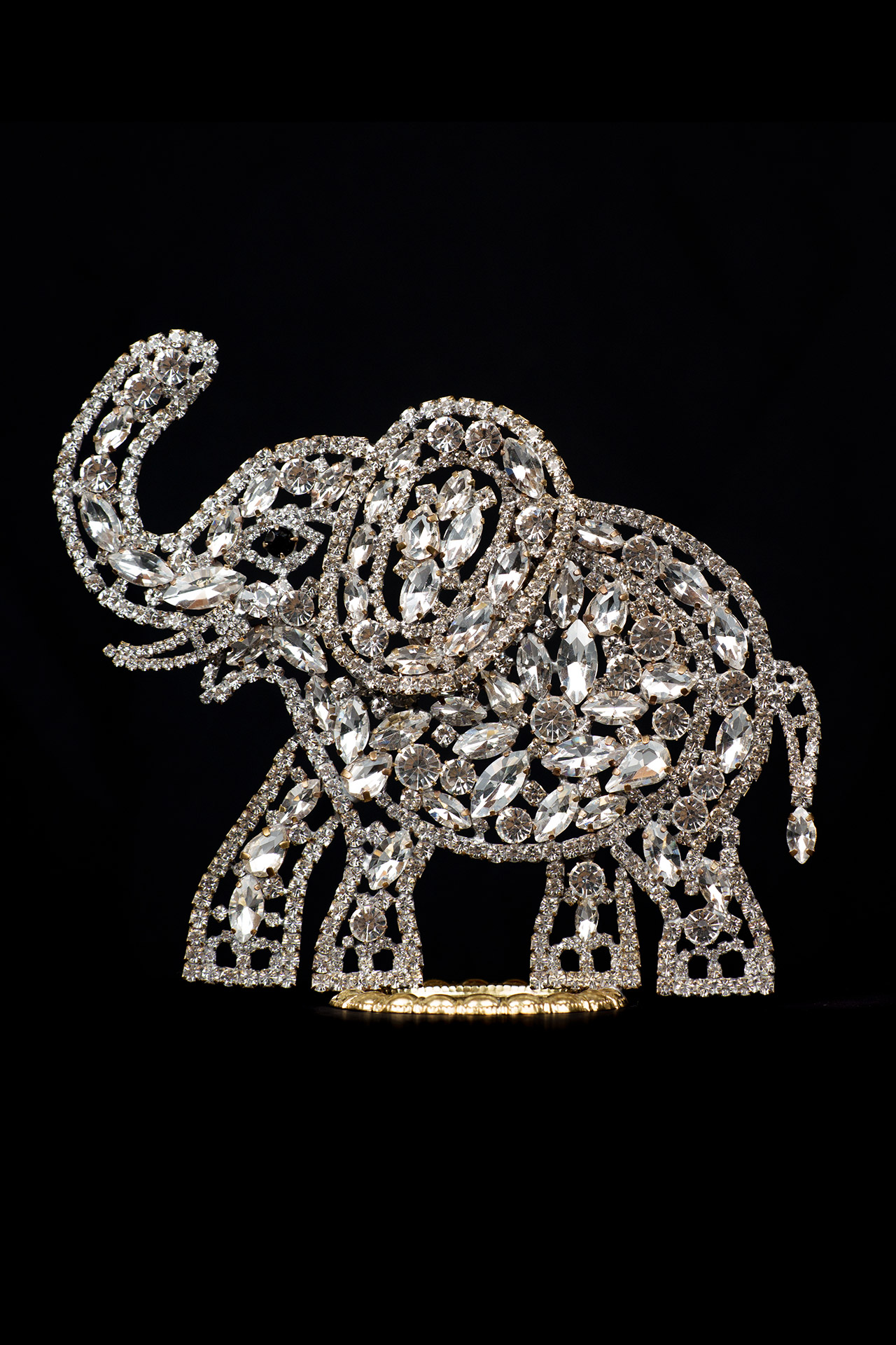 Rhinestone Elephant with Crystal Sparkle (Left Facing) Left facing rhinestone elephant with crystal sparkle