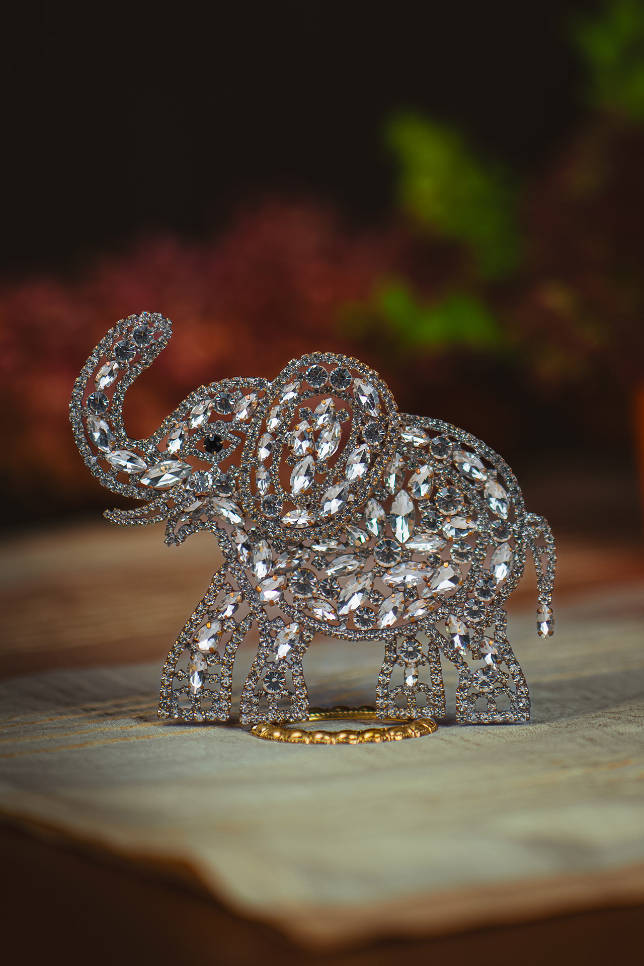 Rhinestone Elephant with Crystal Sparkle (Left Facing) Left facing rhinestone elephant with crystal sparkle