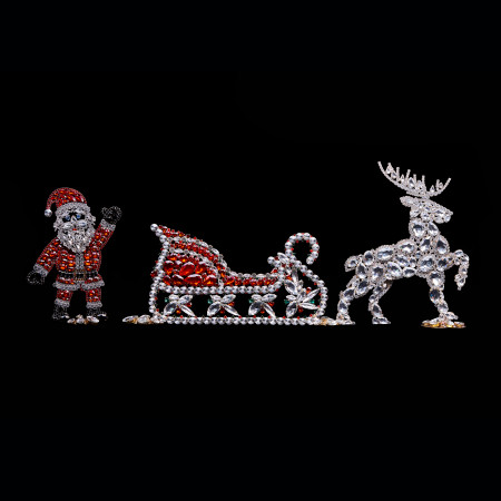 Christmas decoration of Santa, valiant reindeer and splendid sleigh.
