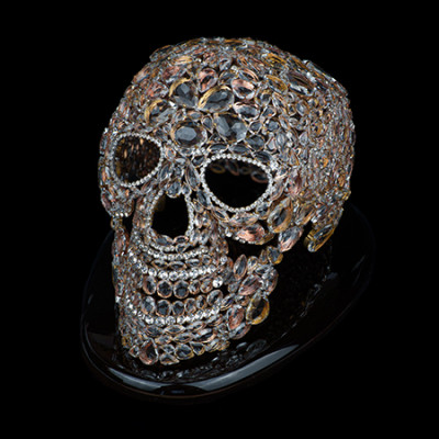 Bedazzled skull made of clear rhinestones