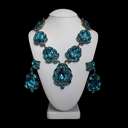 Handmade aqua blue necklace and earrings set Sonatine.
