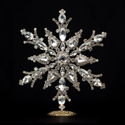 Clear rhinestone snowflake decoration.