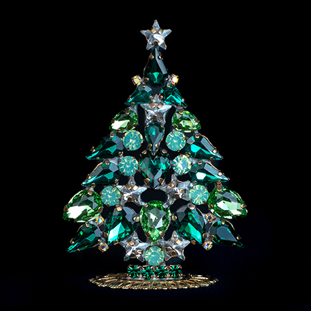 Magic crystal Christmas tree made of green rhinestones