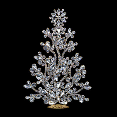 Clear crystal Christmas tree with shimmering transparent stones