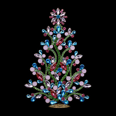 Pastel-colored crystal Christmas tree with delicate sparkle