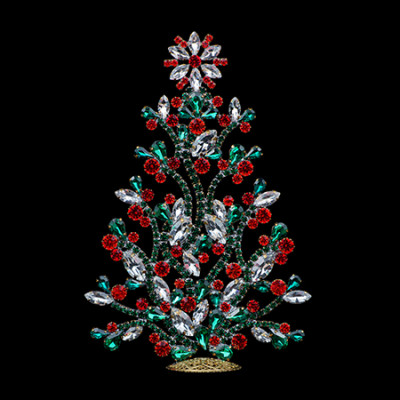 Multicolored festive crystal Christmas tree decoration