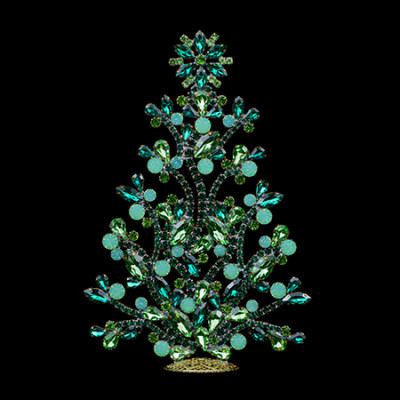 Green crystal Christmas tree with elegant sparkling stones