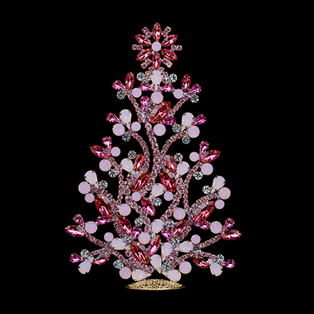 Opal rose crystal Christmas tree with soft pink shimmer