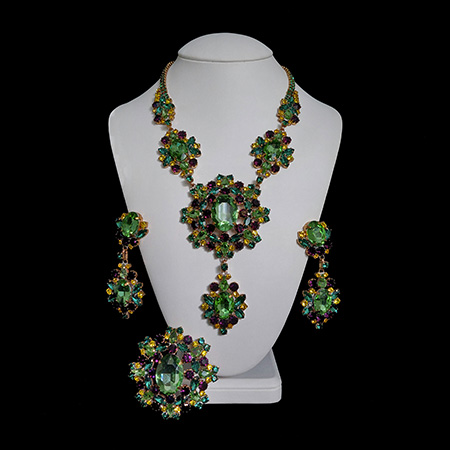 Faship Gorgeous Green Rhinestone Crystal Floral Necklace Earrings Set -  Walmart.com