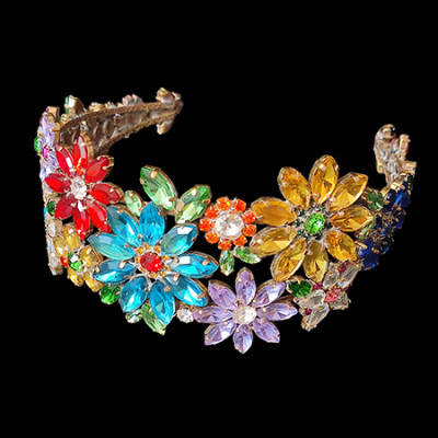 True Love headband: Colorful rhinestone flowers by R. Matous